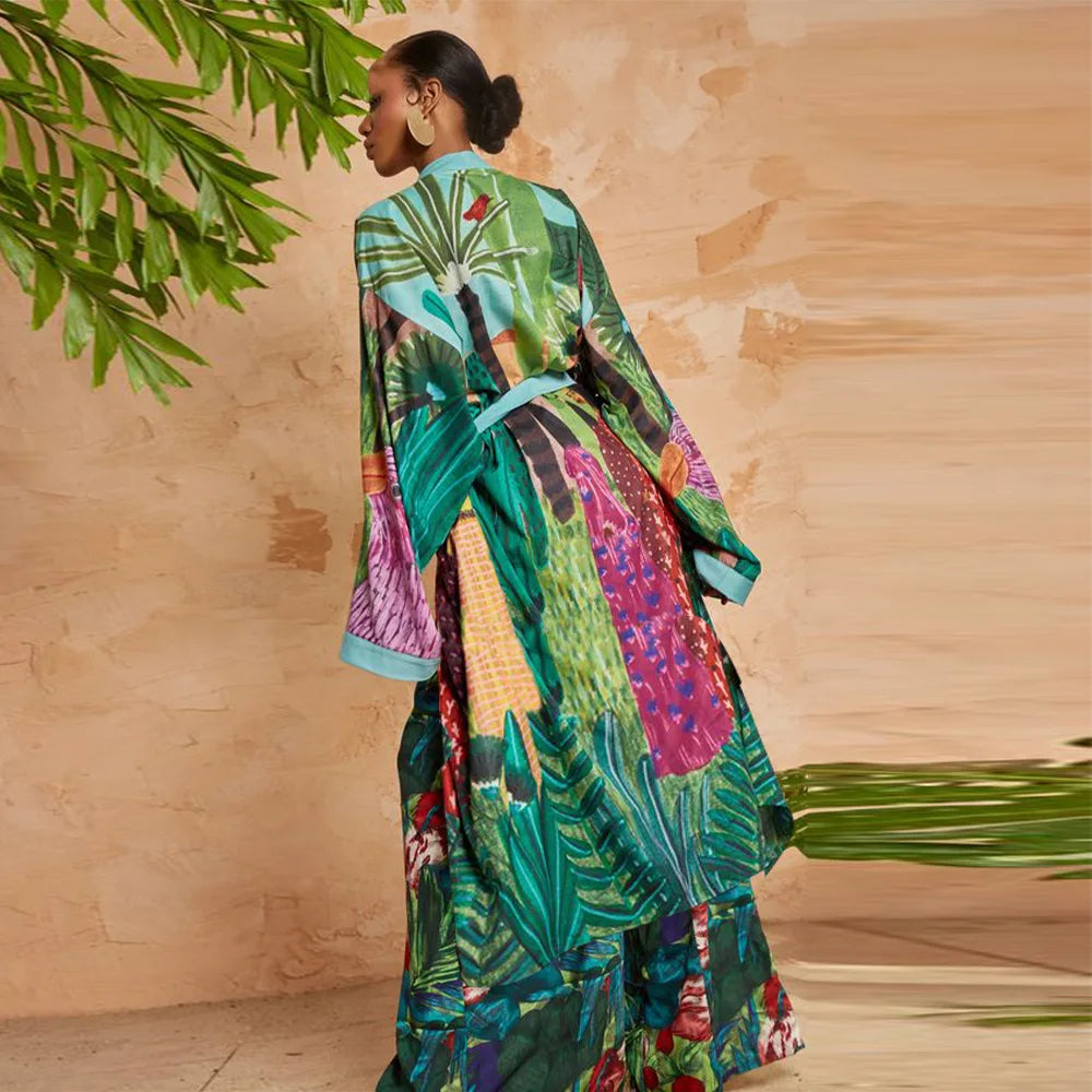 New Style Japanese Traditional Kimono Gown With Obi Popular Print Flower Pajamas Women Silk Large Size Bathrobe Yukata Dress
