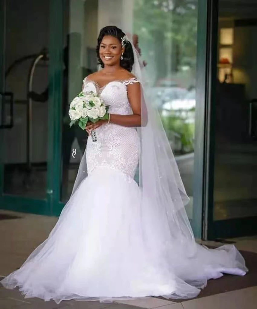 Customized Illusion Back Mermaid Wedding Dress For Women 2025 Vintage Lace Appliques Bridal Dresses For Wedding Party W1034