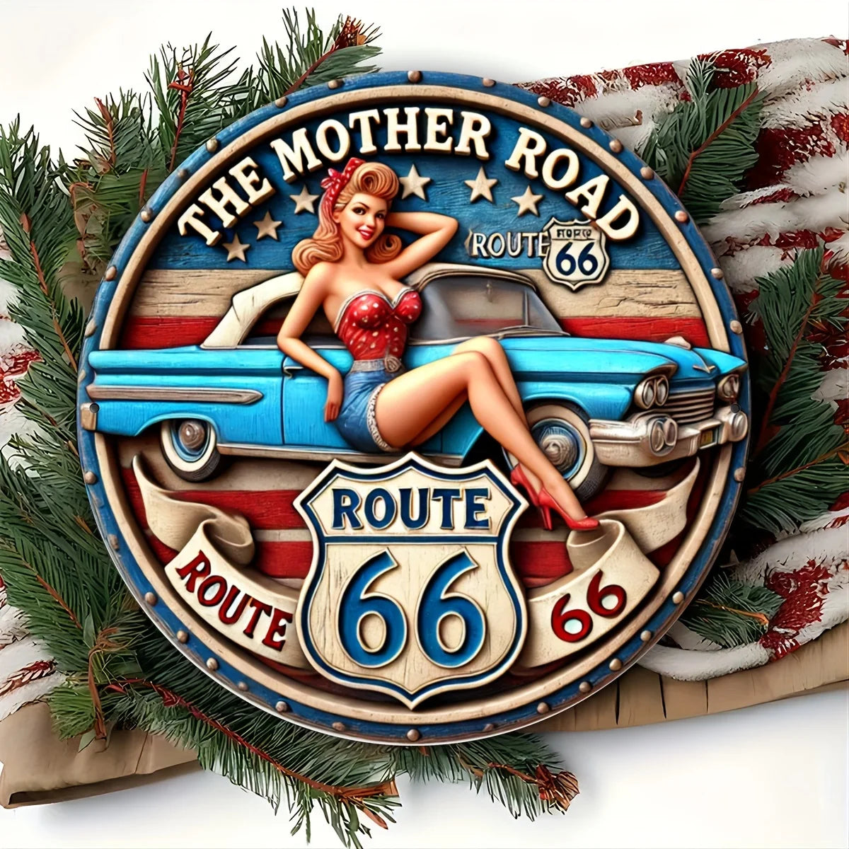 Retro Route 66 Aluminum Sign -Unique Wall Art for Man Caves,Garages & Homes,Ideal Vintage Birthday Gift for Friends & Family-2D