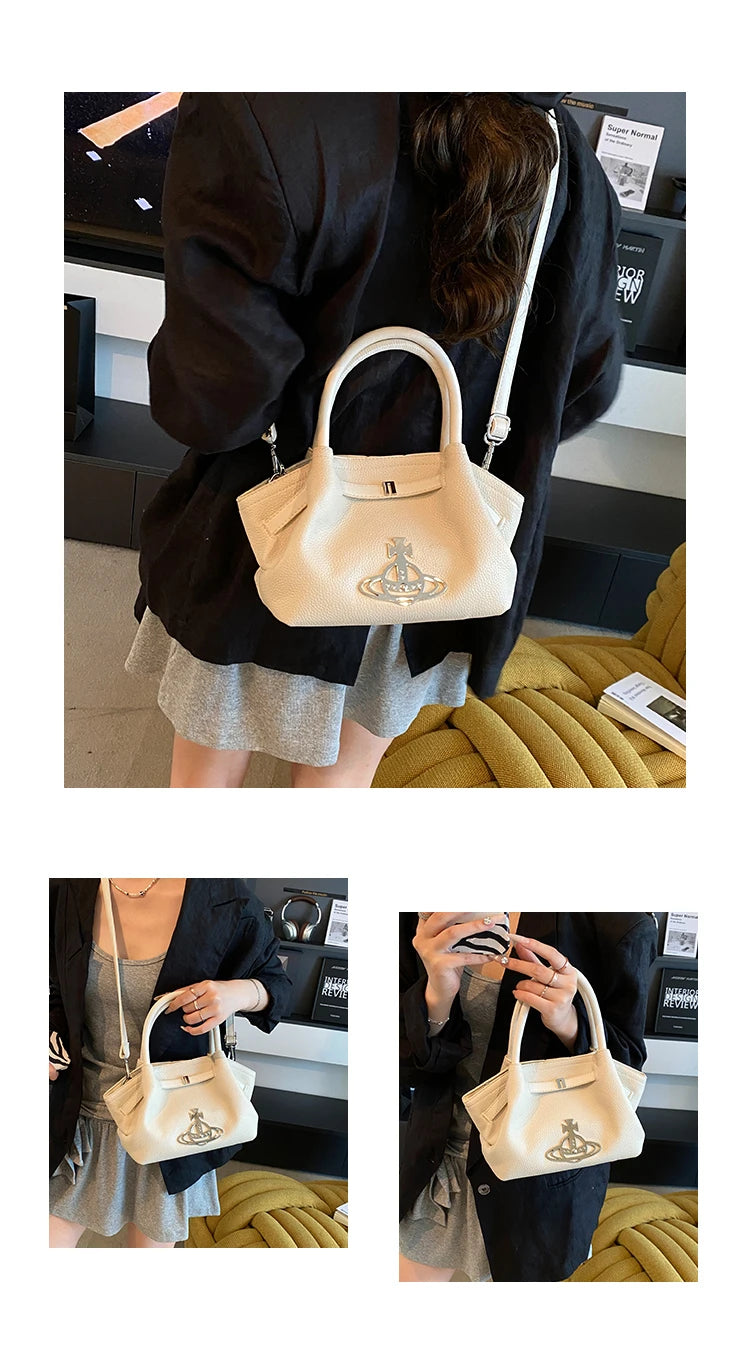 Classic Designer Paris Fashion Tote Messenger Purse Shopper Bag Elegant Leather Solid Color Commuter