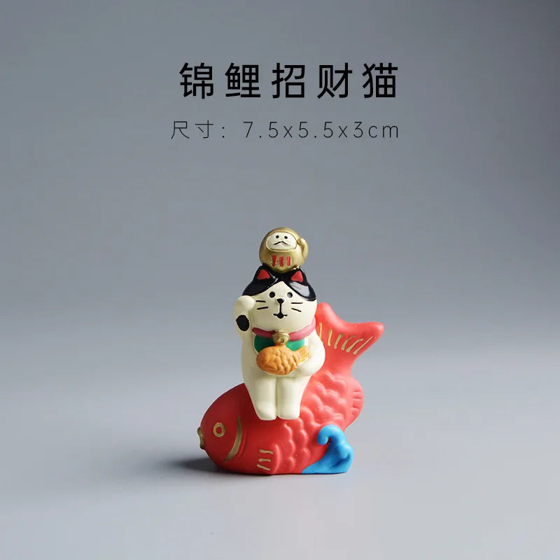 ZAKKA Miniatures Kitten Maneki Neko Cat Figurine Model Toys Resin Crafts New Year Gifts Decoration Handicraft Desktop Ornaments