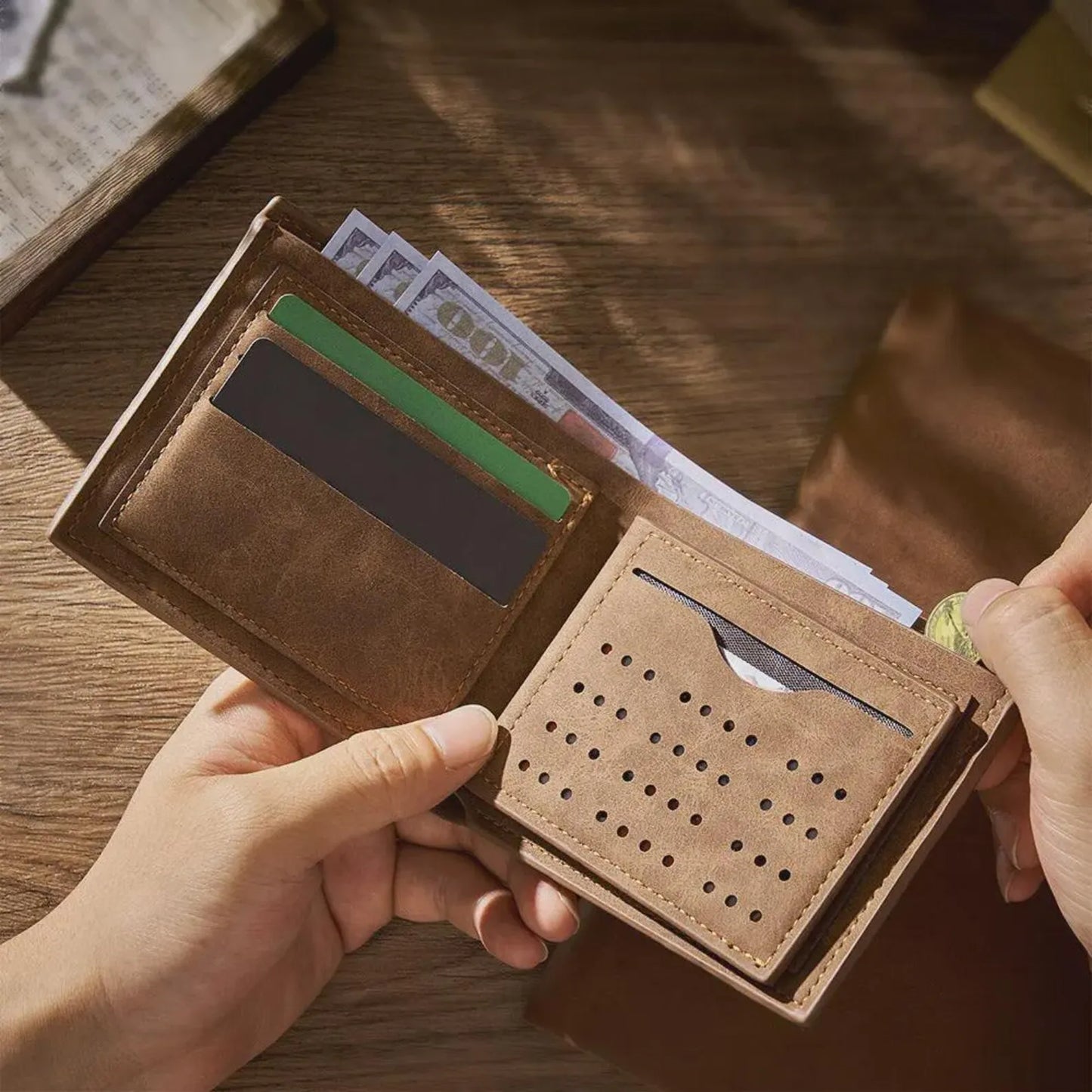 Personalized Men's Leather Wallet – Engraved Gift for Husband or Boyfriend