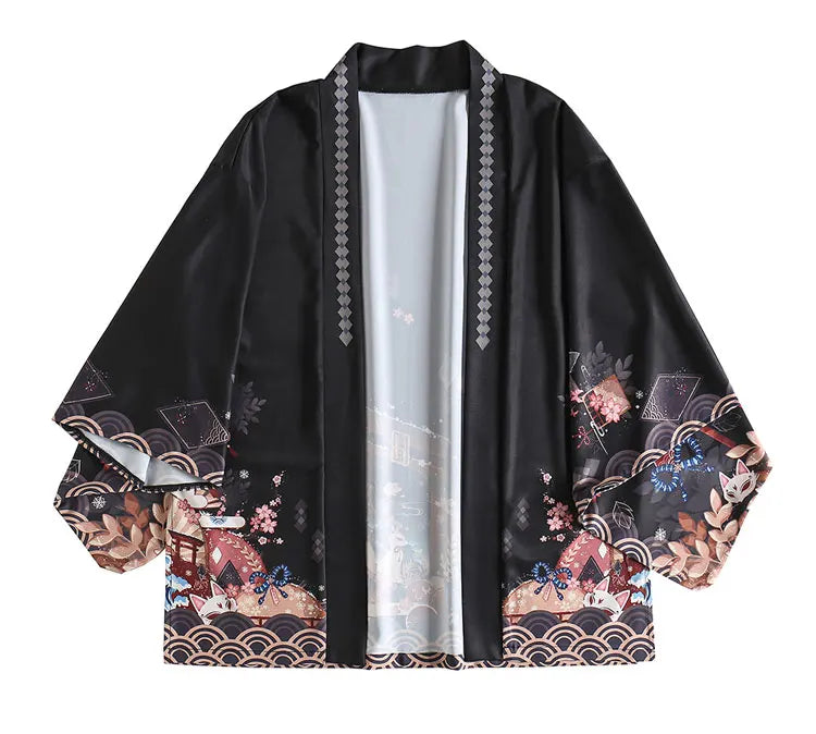 2023 New Summer Loose Red Black Japanese Samurai Streetwear Cardigan Women Men Harajuku Haori Kimono Cosplay Blouse Top Yukata