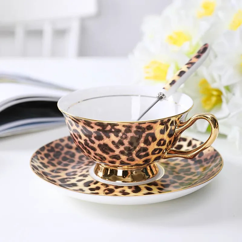 Bone Mug Tea China Leopard Coffee Cup British Print Tableware Porcelain Ceramic a Afternoon Beautiful Dinner Powder Thin Cereal
