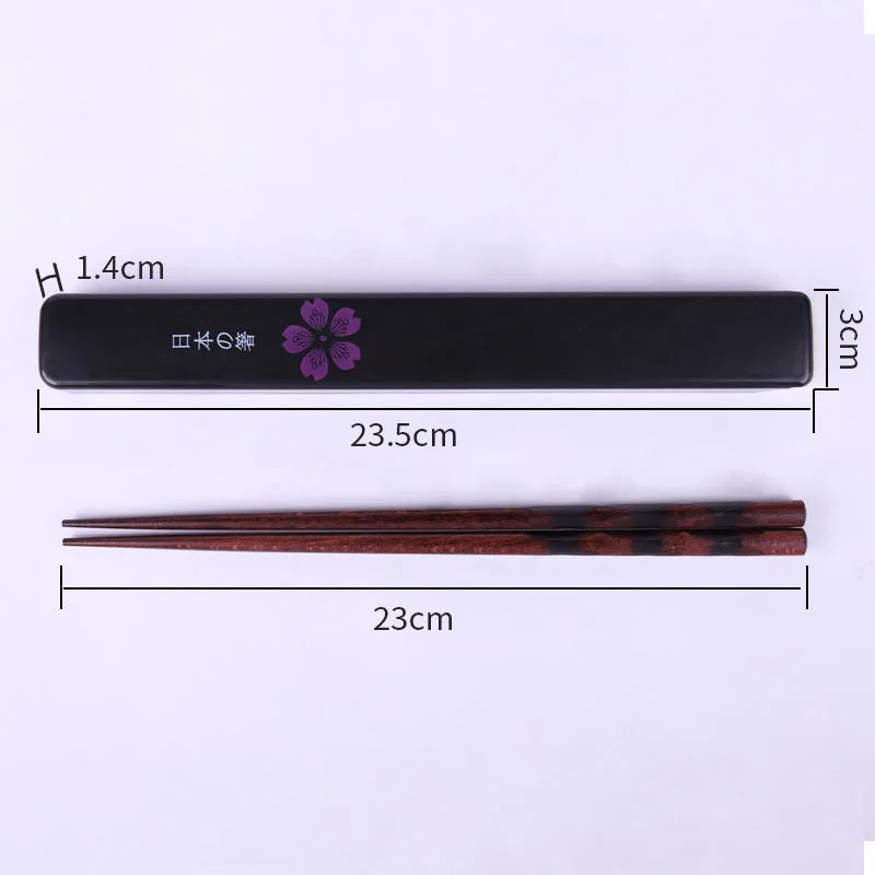 Japanese Chopsticks Natural Ironwood Handmade Value Gift Sushi Chinese Food Reusable Portable Travel Tableware with Box Set