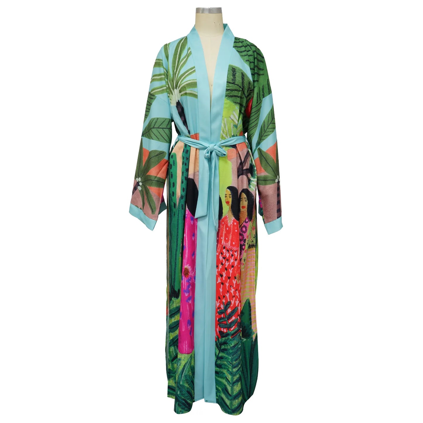 New Style Japanese Traditional Kimono Gown With Obi Popular Print Flower Pajamas Women Silk Large Size Bathrobe Yukata Dress