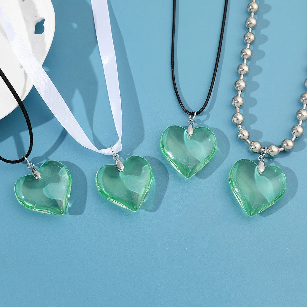 Elegant Love Heart Pendant Necklace for Women Y2K Jewelry Collares Wed Bridal Knotted Bowknot Adjustable Boho Neck Chains