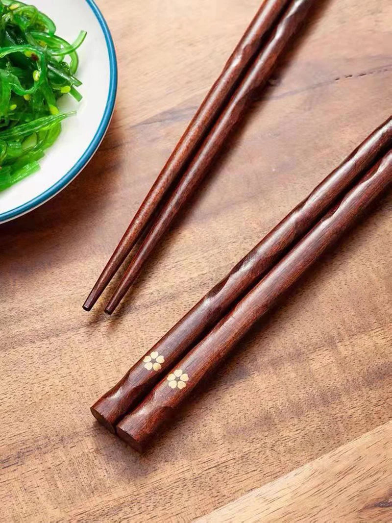 5 Pairs Japanese Sushi Chopsticks Natural Wooden Eco-Friendly Reusable Wood Korean Chinese Food Chop Sticks Set