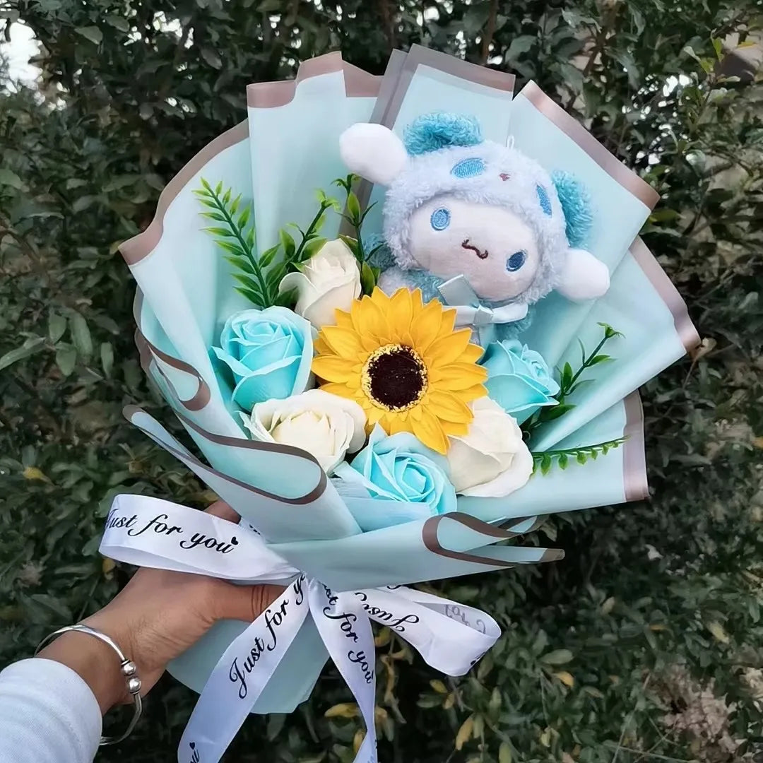 Christmas Gifts Sanrio Plush Flowers Bouquet Kuromi Plushie Soft Doll Animals Valentine's Day Birthday Wedding Party Gift