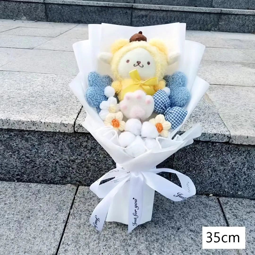 Christmas Gifts Sanrio Plush Flowers Bouquet Kuromi Plushie Soft Doll Animals Valentine's Day Birthday Wedding Party Gift