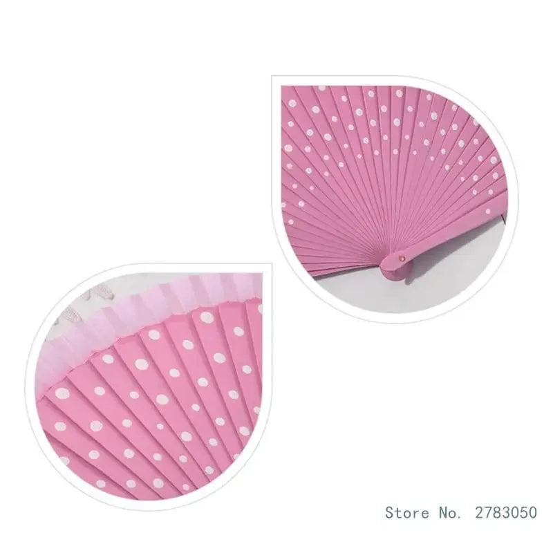 Flamenco Spanish Vintage Hand Fan Wedding Dance Dots Pattern Folding Fan Elegant Handheld Dancing Performances