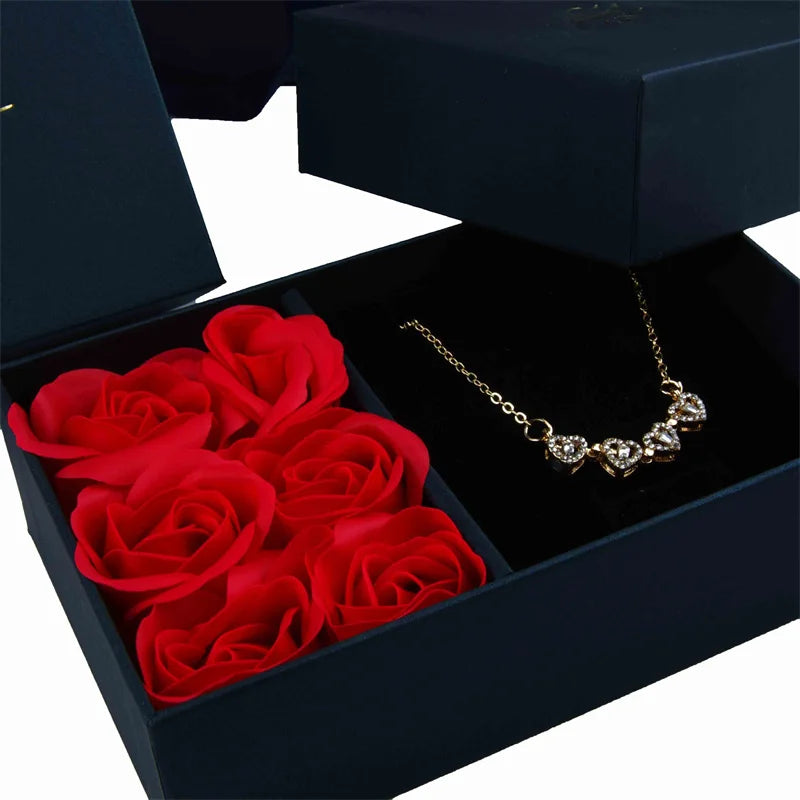 I Love You Jewelry Box Immortal Flower Jewelry Box Roses Window Gift Box Ring Earrings Pendant Necklace Box Jewelry Organizer