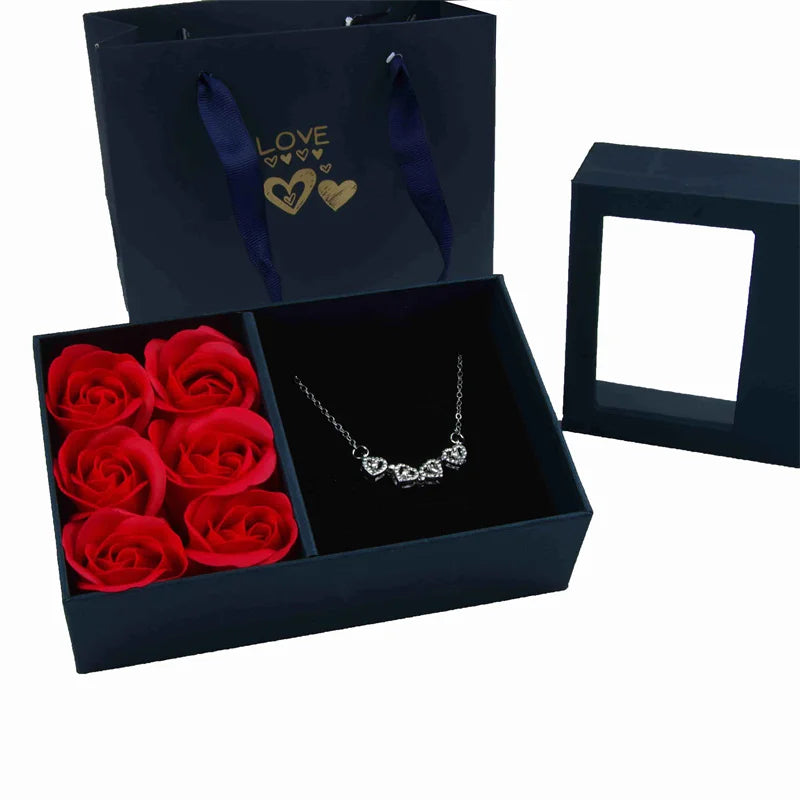I Love You Jewelry Box Immortal Flower Jewelry Box Roses Window Gift Box Ring Earrings Pendant Necklace Box Jewelry Organizer