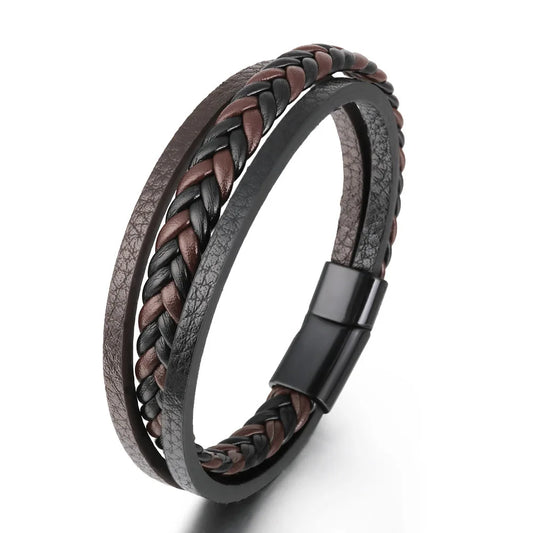 Men's Mature Business Give Men The Best Gift for Men Multi -Style PU Leather Two -Layer Magnetic Bracelet