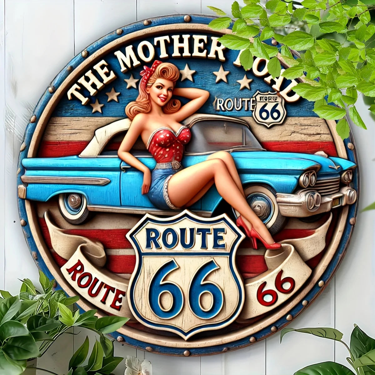 Retro Route 66 Aluminum Sign -Unique Wall Art for Man Caves,Garages & Homes,Ideal Vintage Birthday Gift for Friends & Family-2D