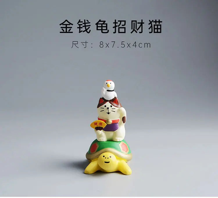 ZAKKA Miniatures Kitten Maneki Neko Cat Figurine Model Toys Resin Crafts New Year Gifts Decoration Handicraft Desktop Ornaments