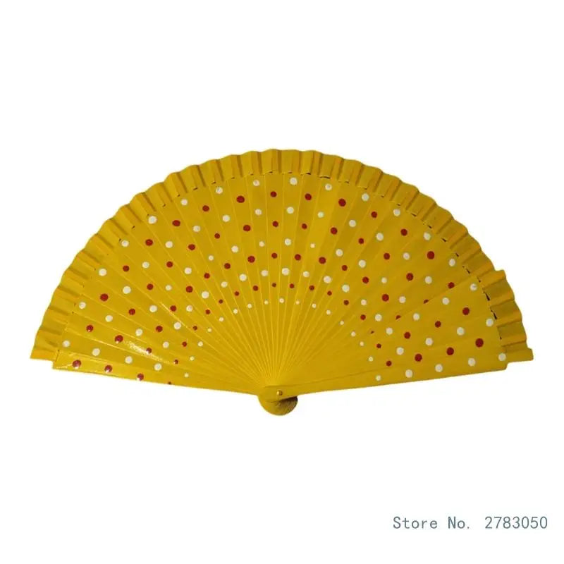 Flamenco Spanish Vintage Hand Fan Wedding Dance Dots Pattern Folding Fan Elegant Handheld Dancing Performances