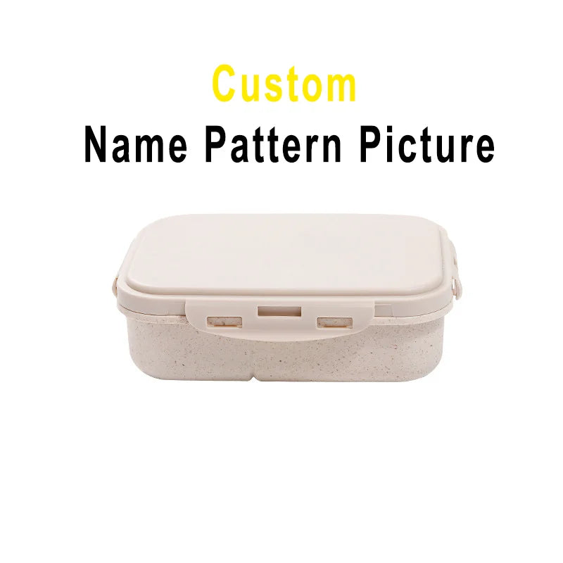 Personalised lunch box for Kids Student Remarks Name LOGO Picture Photo PP Eco-friendly Material With Spoon Fork