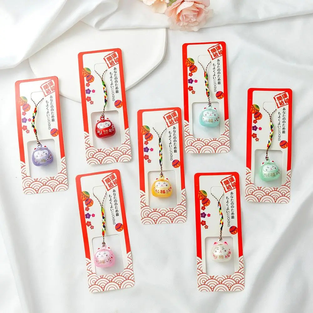 Japanese Lucky Cat Bag Pendants Japan Daruma Keyring Bells Pendant Lucky Cat Keychain Good Fortune Wealth Charm Jewelry Gift