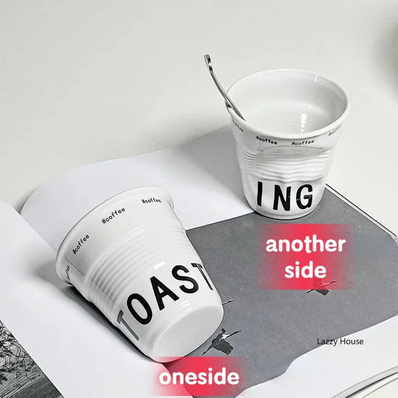Ins Style Irregular Ceramic Mug Hand-pinch Coffee Cup Mugs Funny Glass Drinking Glasses Kawaii Cup Dessert Plate Mugs Coffee Cup