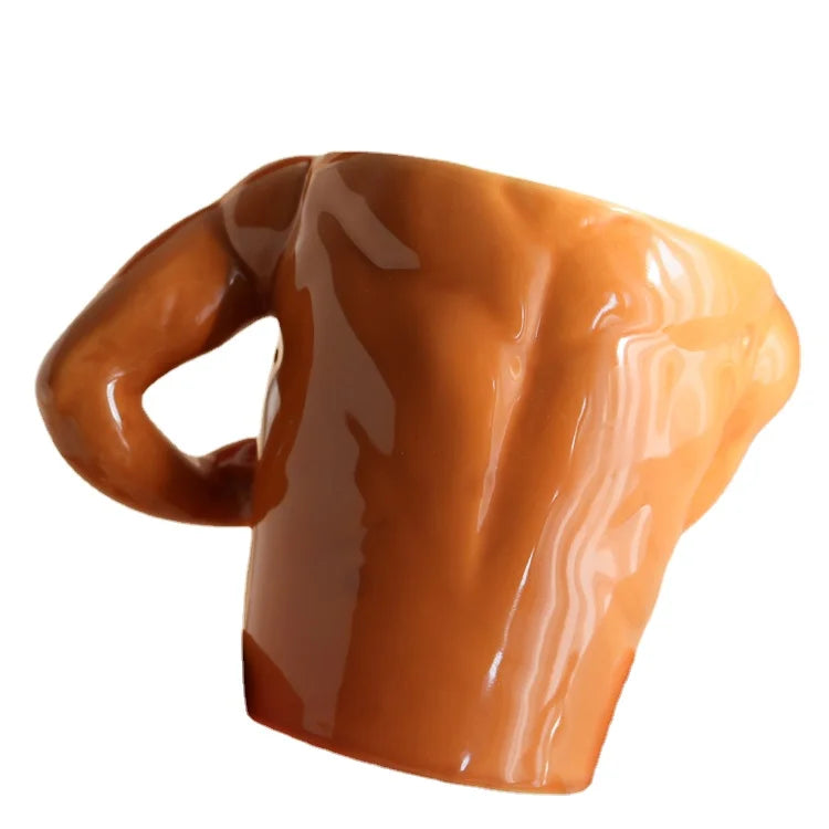 Creative Ceramic Pectorales Mugs Home Breakfast Milk Coffee Mug Water Cups Boys Gym Trainer UP YOU Funny Gift Mugs Holiday Gift