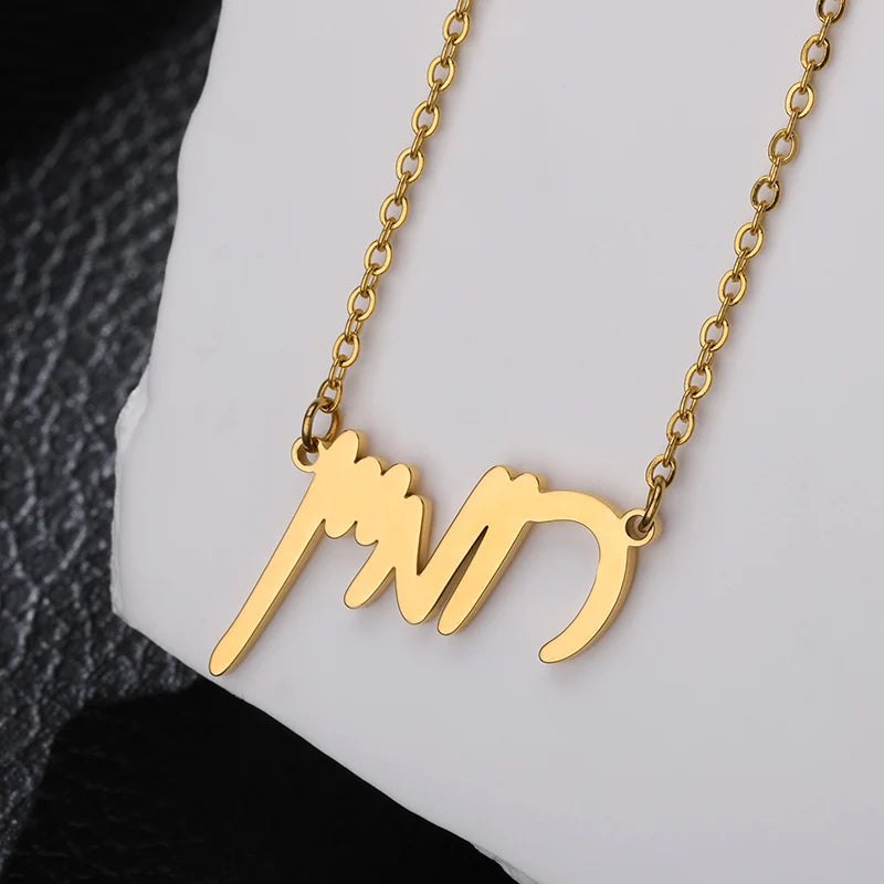 Custom Hebrew Name Necklace Jewish Ethnic Jewelry Stainless Steel Chain Personalized Signature Choker Necklace Daily Accessories