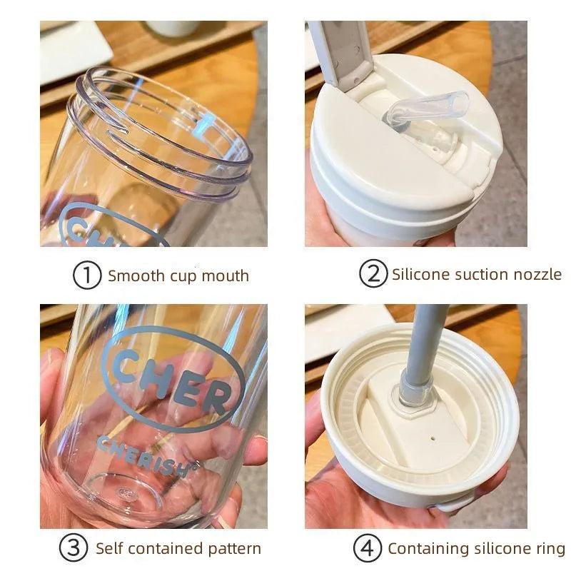 Eco-Friendly 300ml Straw Water Bottle for Kids: BPA-Free, Portable, School-Ready with Convenient Strap