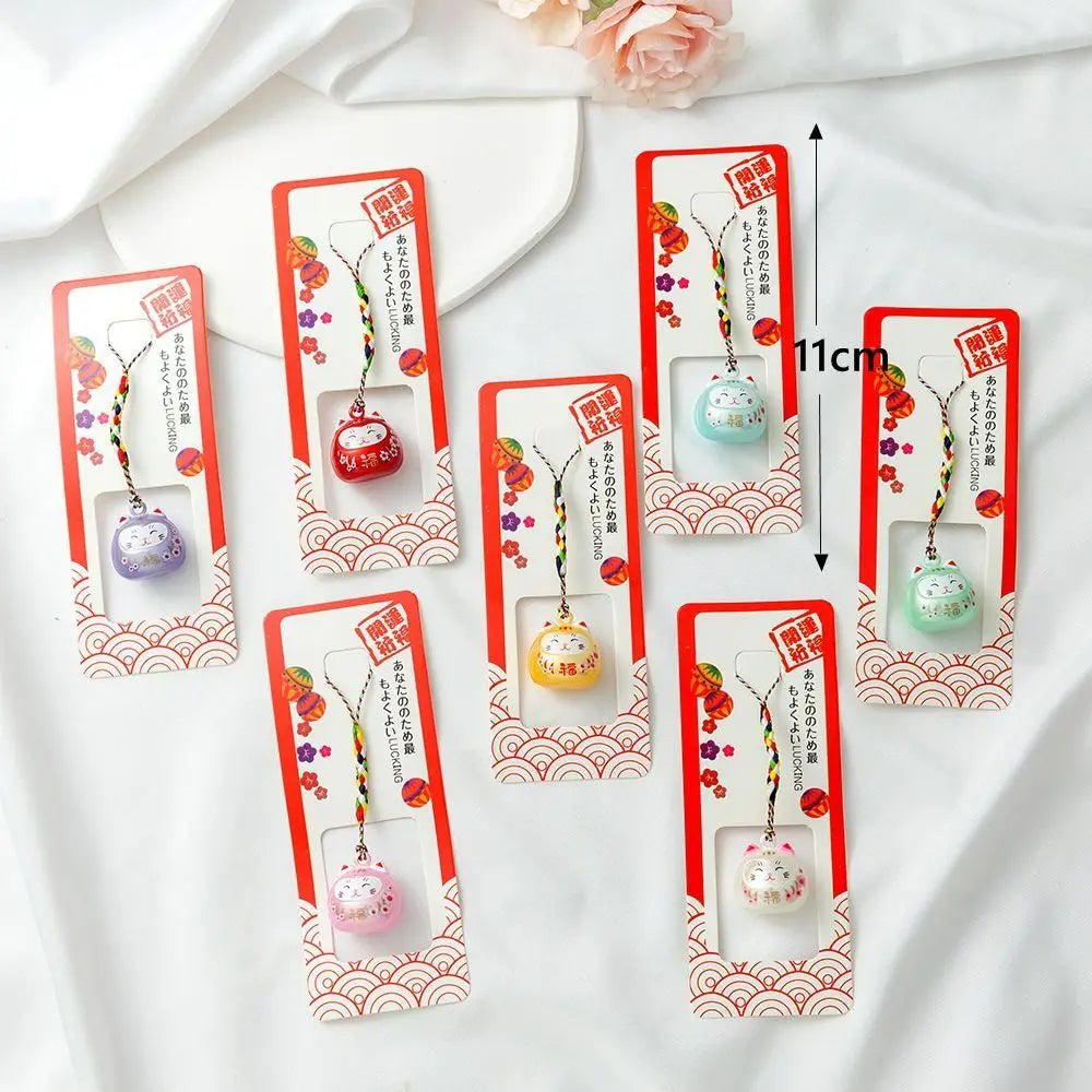 Japanese Lucky Cat Bag Pendants Japan Daruma Keyring Bells Pendant Lucky Cat Keychain Good Fortune Wealth Charm Jewelry Gift