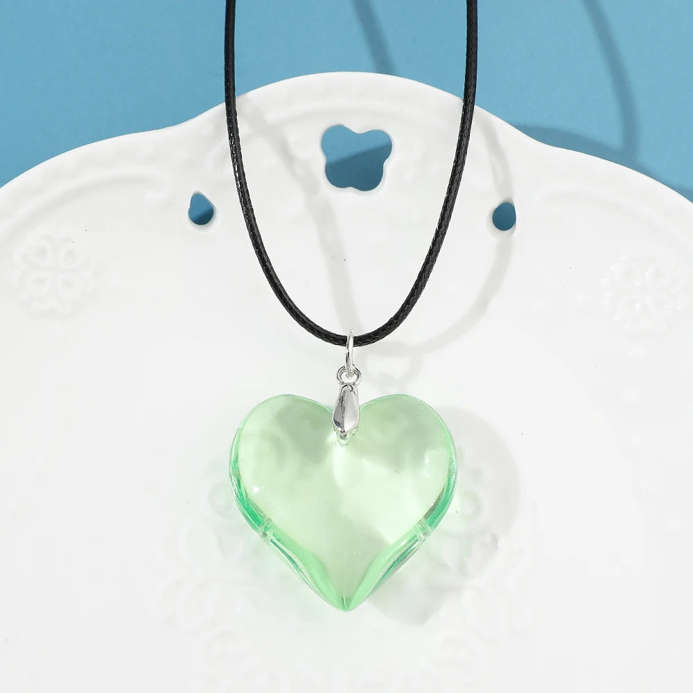 Elegant Love Heart Pendant Necklace for Women Y2K Jewelry Collares Wed Bridal Knotted Bowknot Adjustable Boho Neck Chains