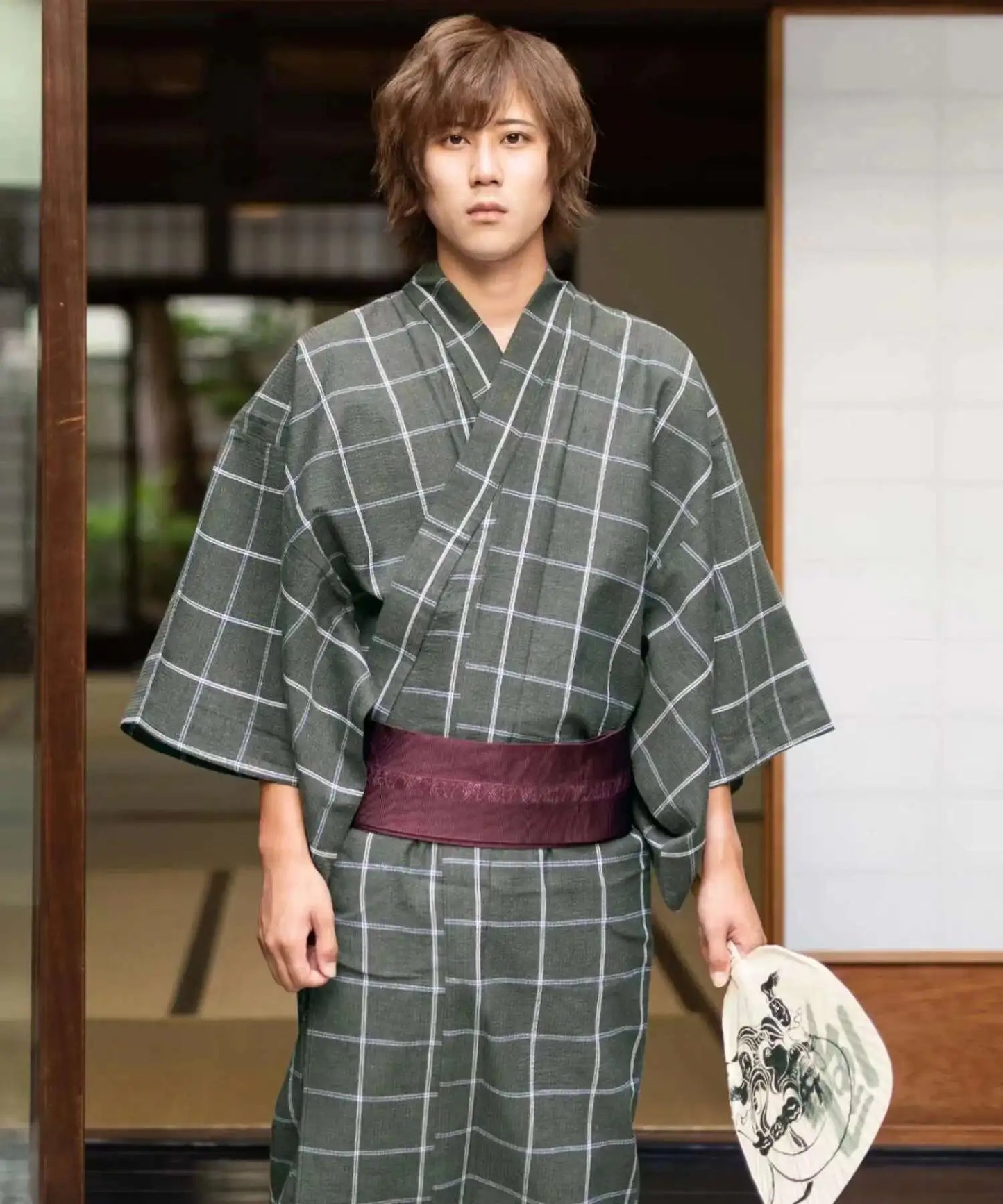 Traditional Japanese KIMONO Fashion YUKATA Summer Men Long Robes With Belt 95% Cotton Pajamas Set Male Sleepwear Bathrobe