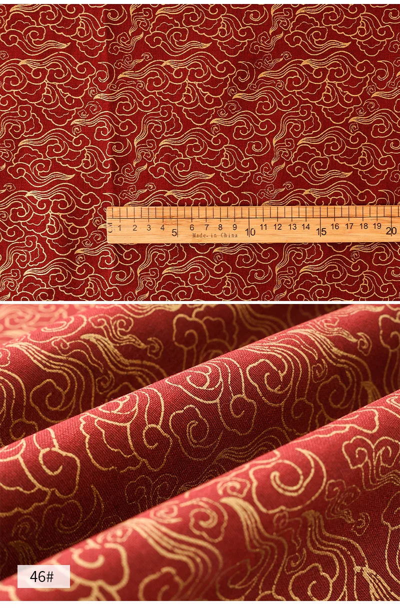 0.5/1/2 Yard 100% Cotton Fabric Traditional Japanese Kimono Style Print DIY Handmade Making Cheongsam, Hanfu, Holiday Decoration