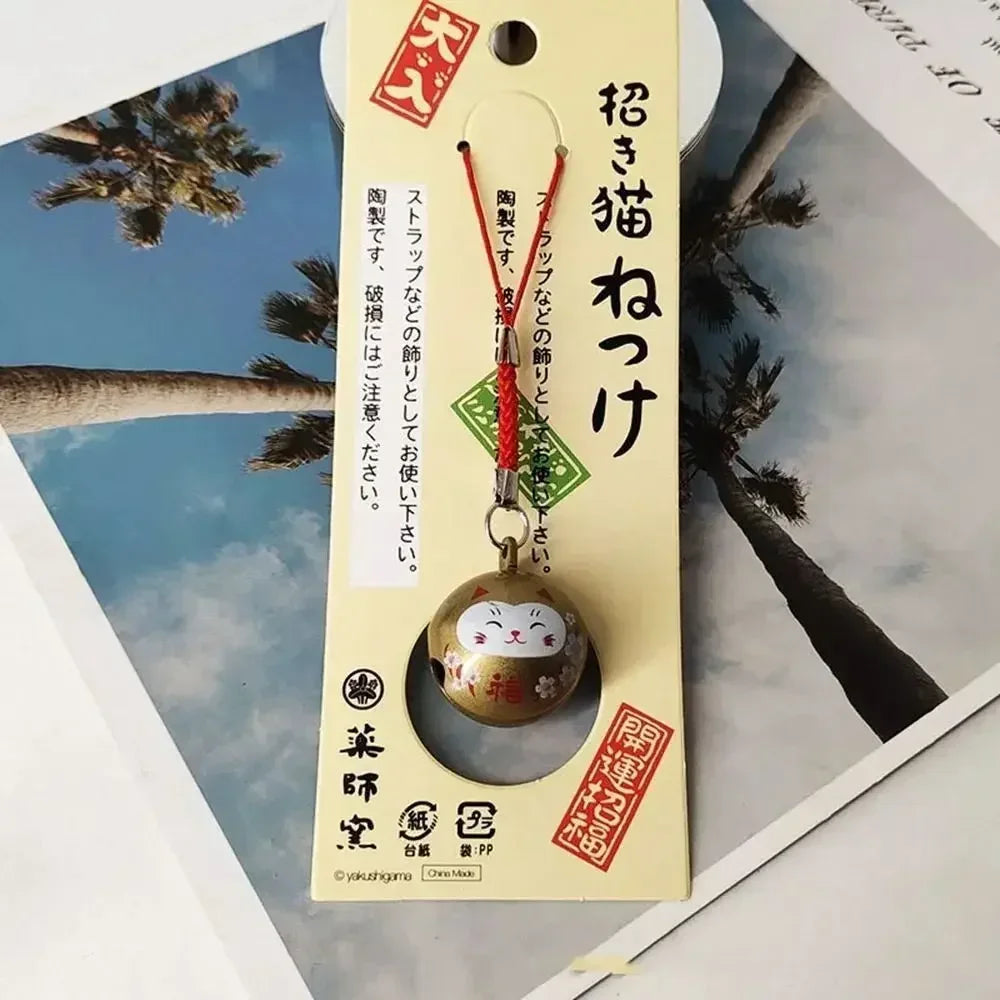 Japanese Lucky Cat Bag Pendants Japan Daruma Keyring Bells Pendant Lucky Cat Keychain Good Fortune Wealth Charm Jewelry Gift