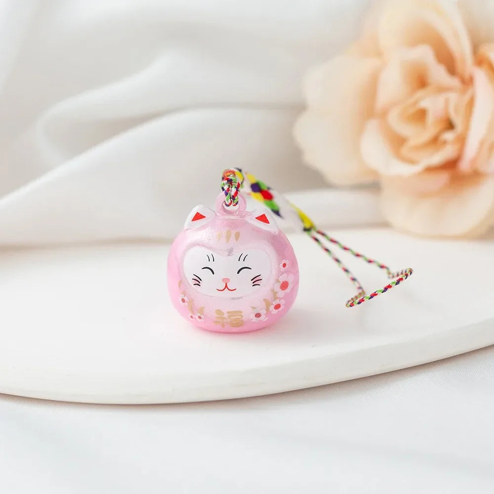 Japanese Lucky Cat Bag Pendants Japan Daruma Keyring Bells Pendant Lucky Cat Keychain Good Fortune Wealth Charm Jewelry Gift