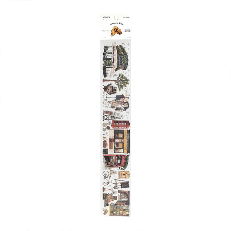 Travel Journey Memory Washi Masking Tape Coffee Shop City Street View Decorative Stickers Diy Label For Scrapbooking Diary Album