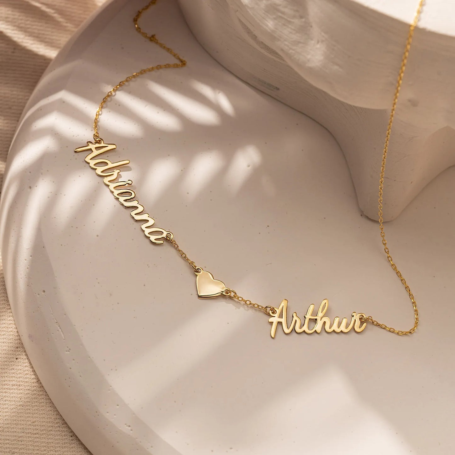 Custom Two Names Necklace with Heart Stainless Steel Couple Choker Personalized Jewelry Mother's Day Gift Women's Necklace Gift