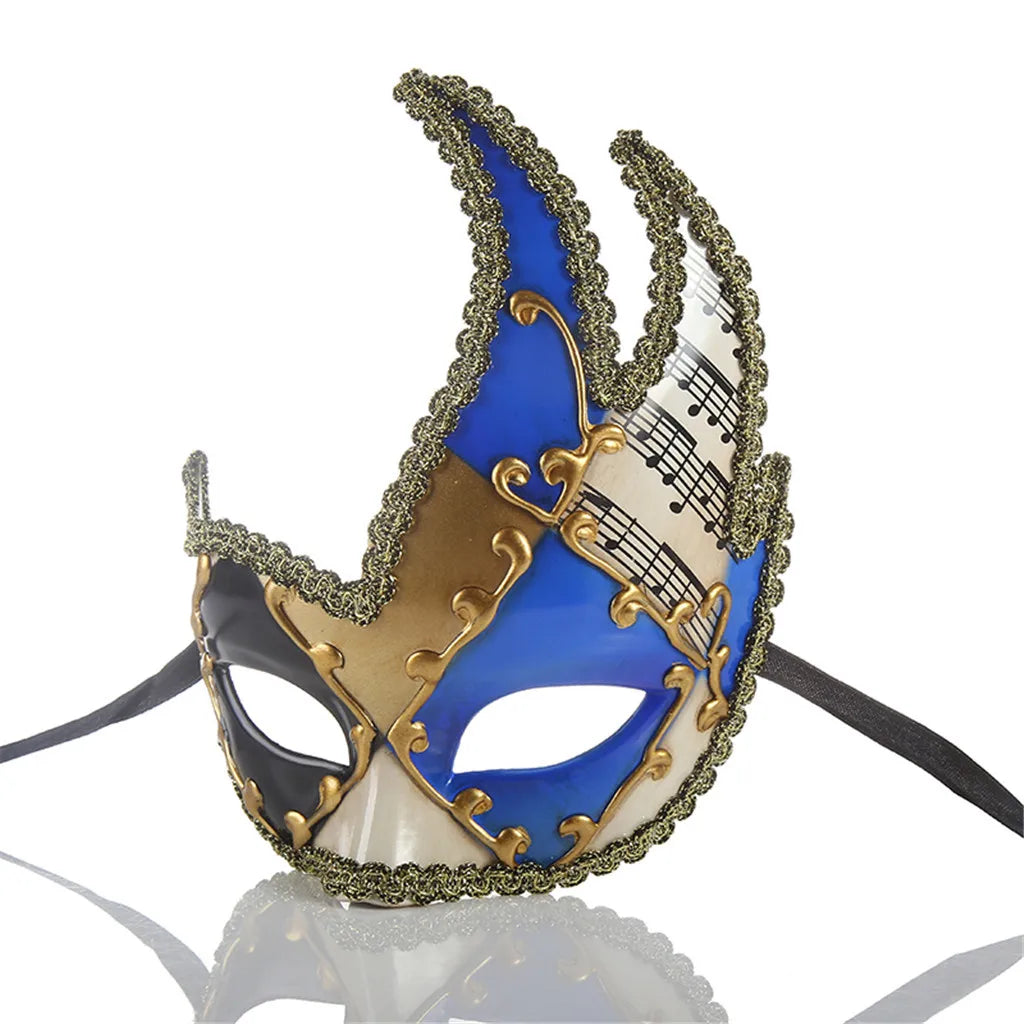 Mardi Gras Mask Men's Masquerade Mask Vintage Venetian Checkered Musical Party Mens Masquerade Mask Vintage Venetian Checkered
