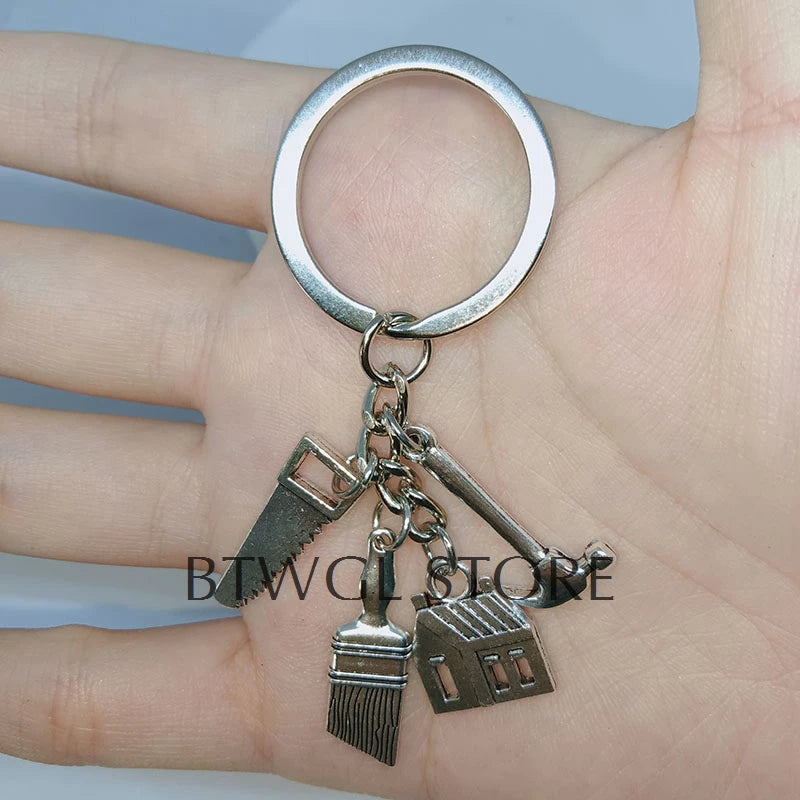 Creative Housewarming Holiday Gifts, Saws, Hammers, House Brushes, Keychains, Construction Tools, House Keychains