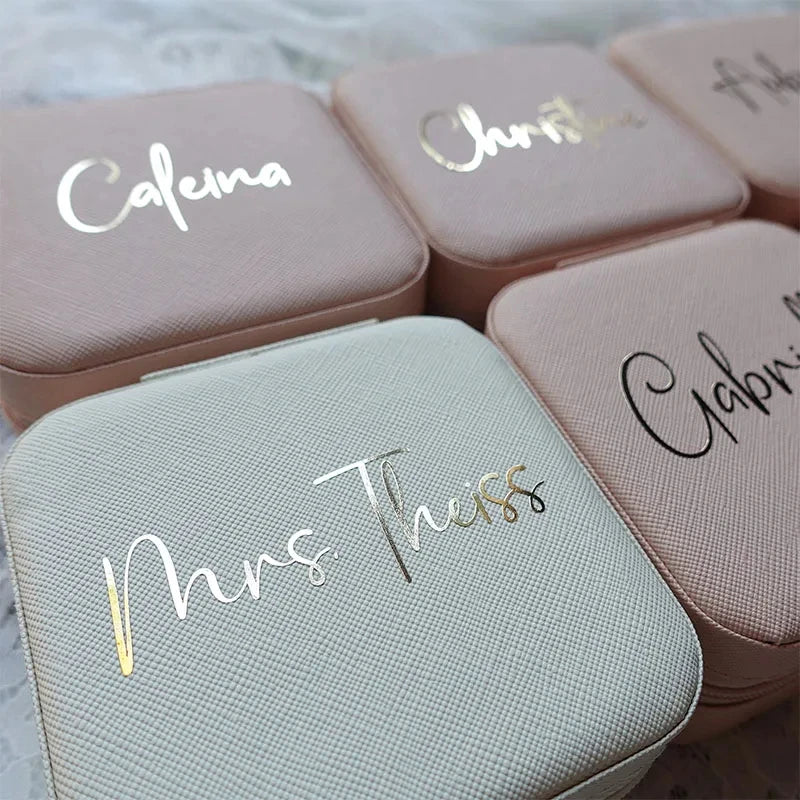 Personalized Bridesmaid Gifts Travel Jewelry Case with Name Customized Gift for Bachelorette Party Gift Birthday Favor For Her