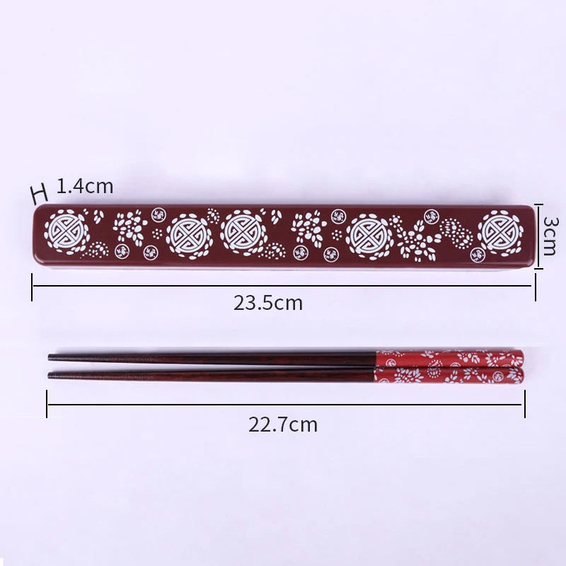 Japanese Chopsticks Natural Ironwood Handmade Value Gift Sushi Chinese Food Reusable Portable Travel Tableware with Box Set