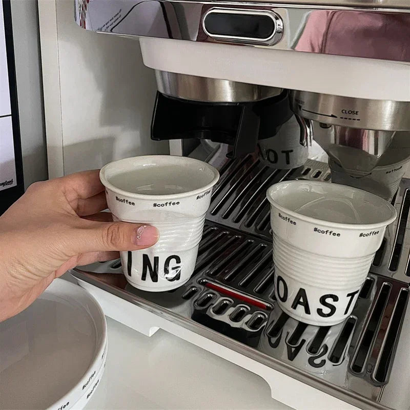 Ins Style Irregular Ceramic Mug Hand-pinch Coffee Cup Mugs Funny Glass Drinking Glasses Kawaii Cup Dessert Plate Mugs Coffee Cup