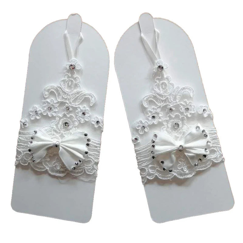 White Ivory Bridal Gloves Short Fingerless Wedding Gloves Gant Mariage Femme Accessoires Mariage Novia Bride Guantes 2025