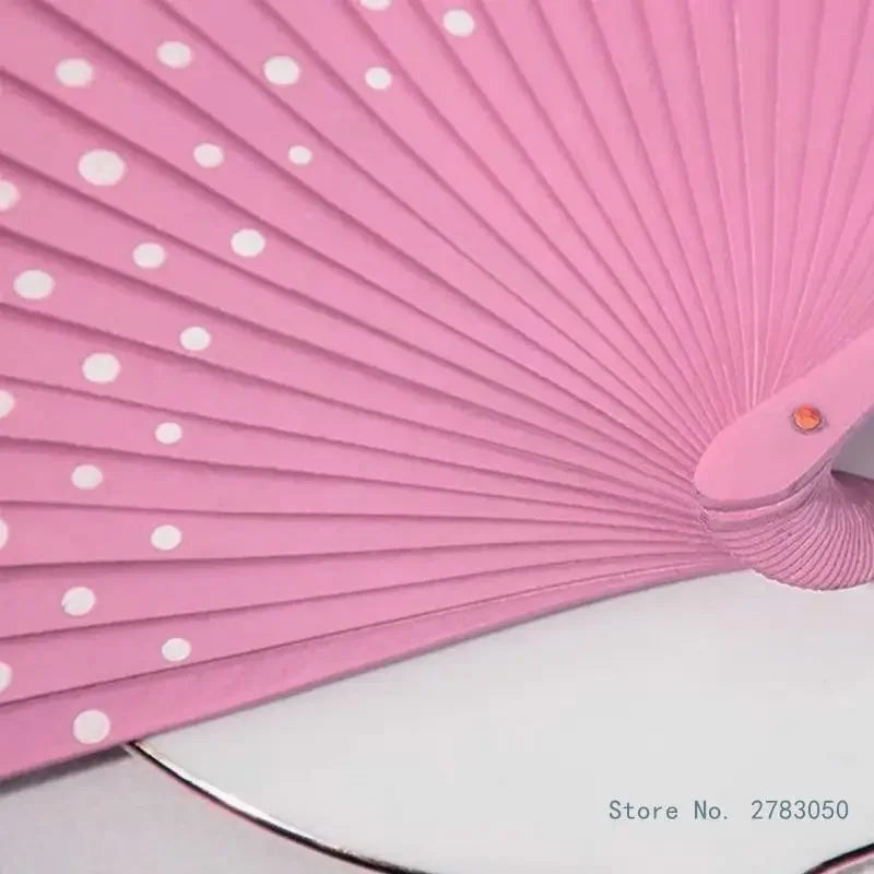 Flamenco Spanish Vintage Hand Fan Wedding Dance Dots Pattern Folding Fan Elegant Handheld Dancing Performances