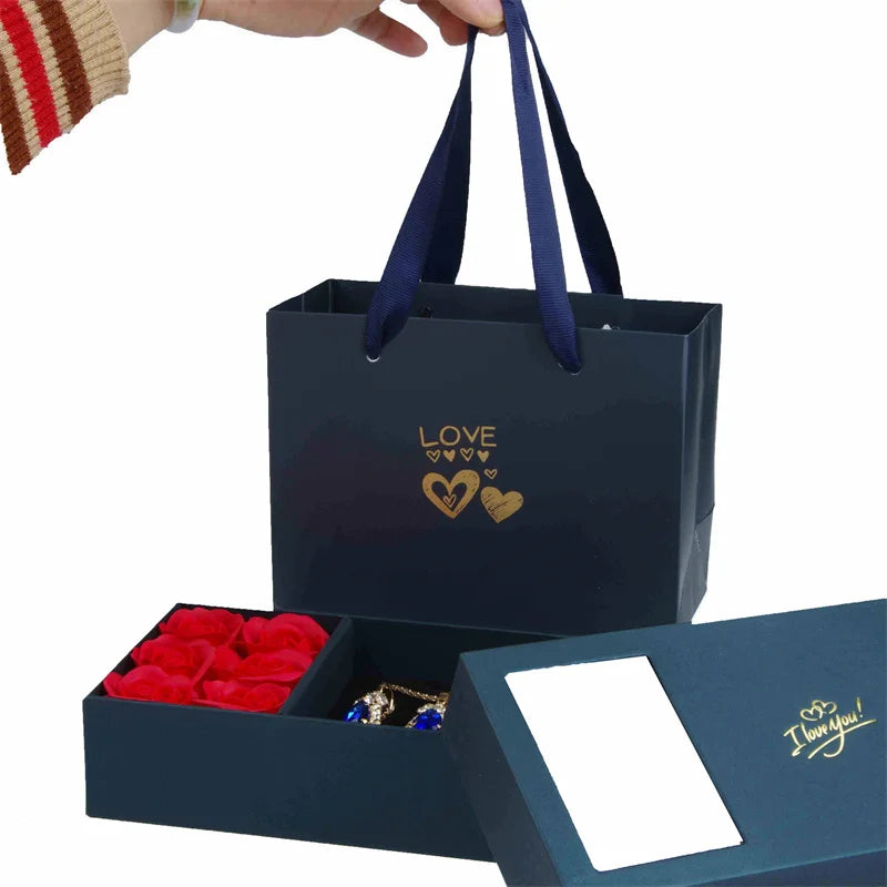 I Love You Jewelry Box Immortal Flower Jewelry Box Roses Window Gift Box Ring Earrings Pendant Necklace Box Jewelry Organizer