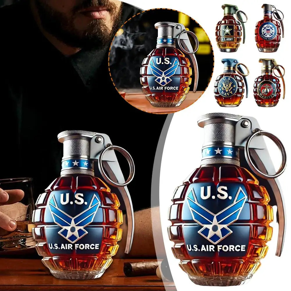 Unique Military Grenade Whiskey Bottle – Cool Gift for Men, Bar & Office Decor