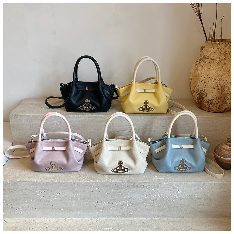 Classic Designer Paris Fashion Tote Messenger Purse Shopper Bag Elegant Leather Solid Color Commuter