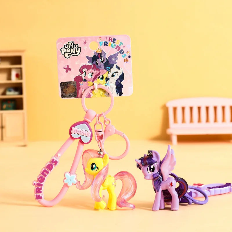 My Little Ponys Keychain New Anime Unicorn Car Key Ring Kids School Bag Pendant Fashion Decoration Classic Toys Birthday Gift