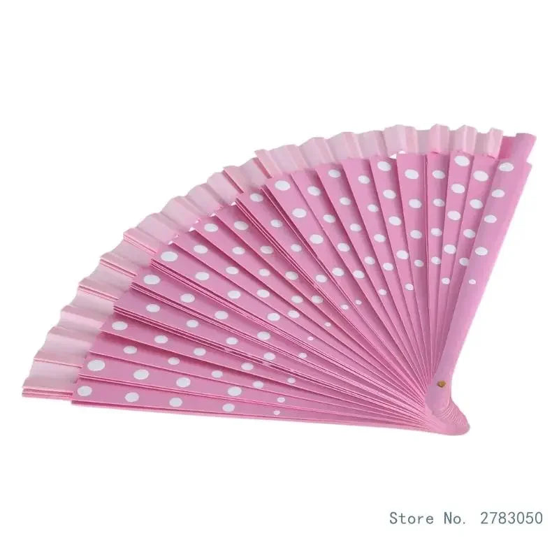 Flamenco Spanish Vintage Hand Fan Wedding Dance Dots Pattern Folding Fan Elegant Handheld Dancing Performances