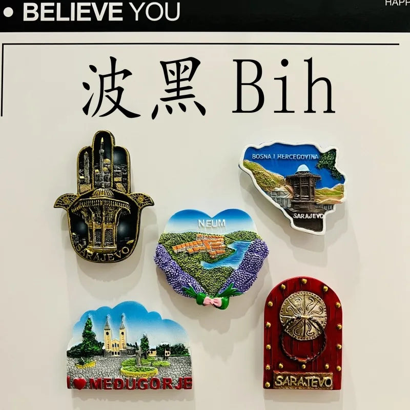 Bosnia and Herzegovina 3D Fridge Magnets Souvenir Resin Refrigerator Magnets Sticker Collection Handicraft Gift Home Decoration