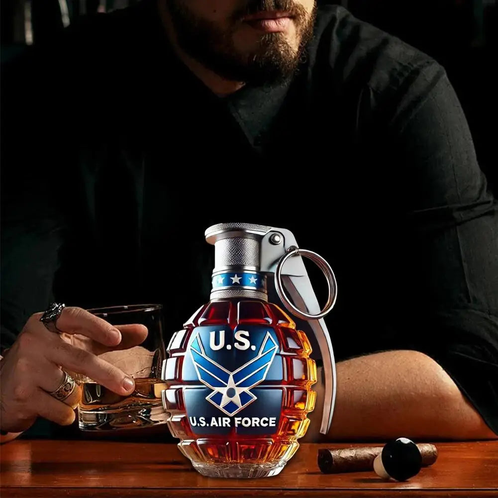 Unique Military Grenade Whiskey Bottle – Cool Gift for Men, Bar & Office Decor