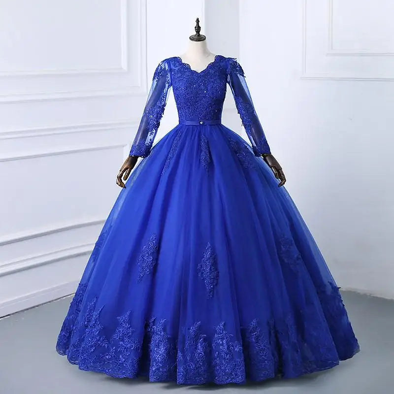 Best Selling 2024 Long Sleeve V Neck Lace Wedding Dress 2025 Vintage Bride Bridal Ball Gown Modest Wedding Dresses Customized
